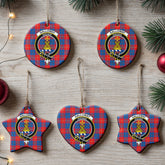 Galloway Red Tartan Crest Christmas Ceramic Ornament